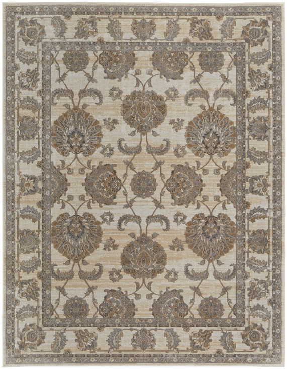 2' x 3' Tan Ivory and Brown Power Loom Area Rug