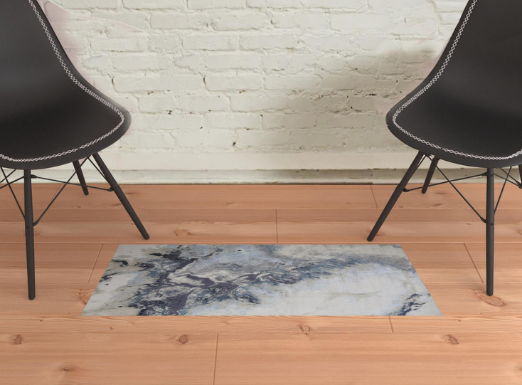 2' x 3' Blue Abstract Area Rug