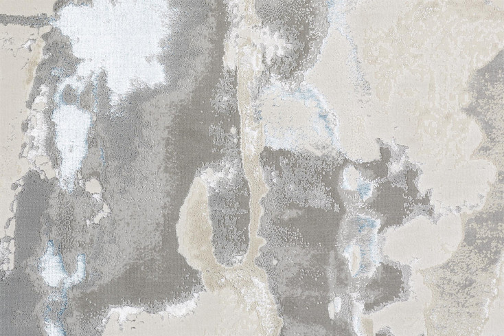 2' x 3' Ivory Gray and Blue Abstract Stain Resistant Area Rug