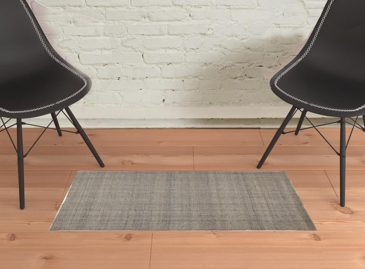 2' x 3' Ivory Tan and Gray Hand Woven Area Rug