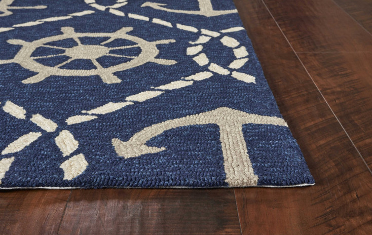 2' x 3' UV Treated Polypropylene Navy Accent Rug