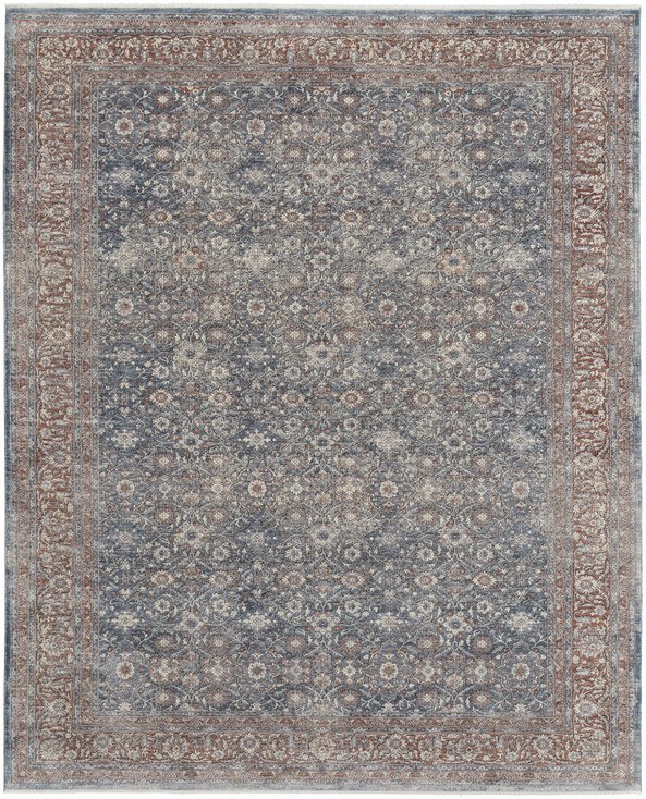 2' x 3' Blue and Red Floral Power Loom Stain Resistant Area Rug