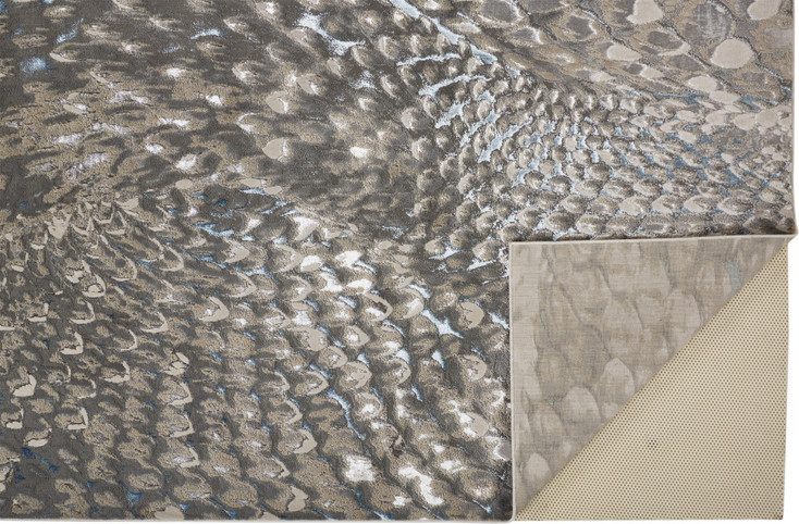 2' x 3' Blue Silver and Gray Geometric Stain Resistant Area Rug
