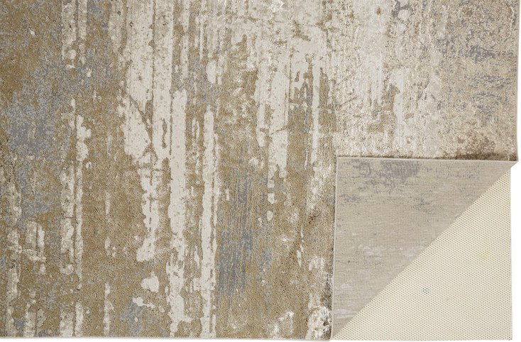 2' x 3' Ivory Gold and Gray Abstract Stain Resistant Area Rug