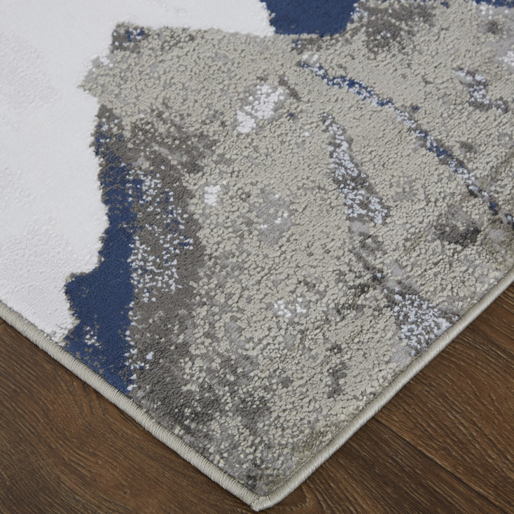 2' x 3' Blue Gray and White Abstract Area Rug