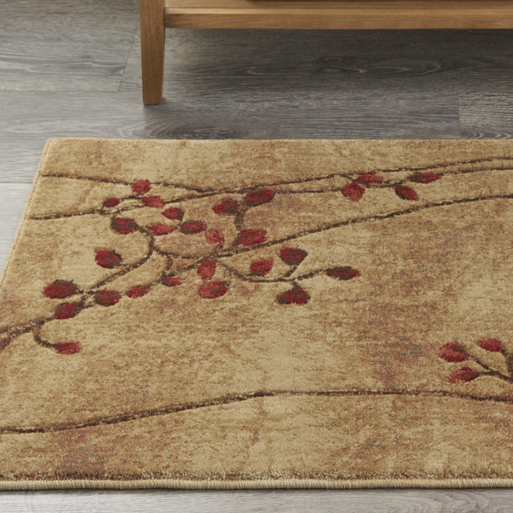 2' x 3' Brown Floral Power Loom Polyester Area Rug