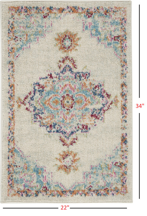2' x 3' Gray and Ivory Power Loom Area Rug