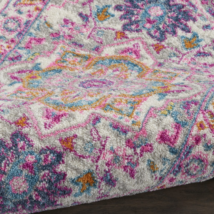 2' x 3' Pink and Gray Power Loom Polypropylene Area Rug