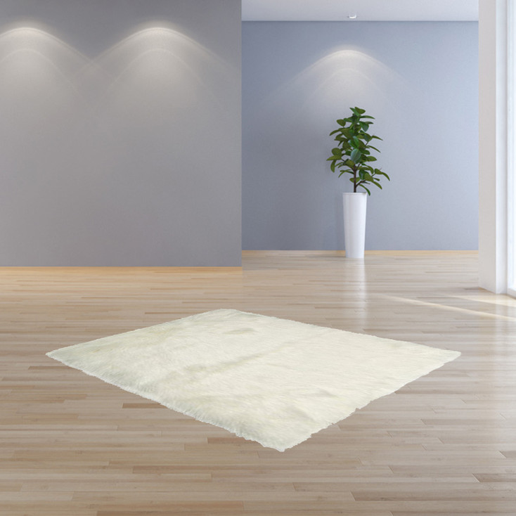 24" x 36" Off White Faux Rectangular Area Rug