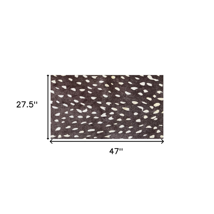 2' x 4' Chocolate Animal Print Washable Area Rug with UV Protection