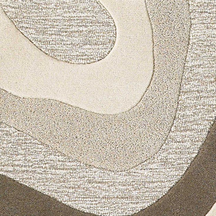 2' x 4' Natural Beige Hand Tufted Abstract Waves Indoor Accent Rug