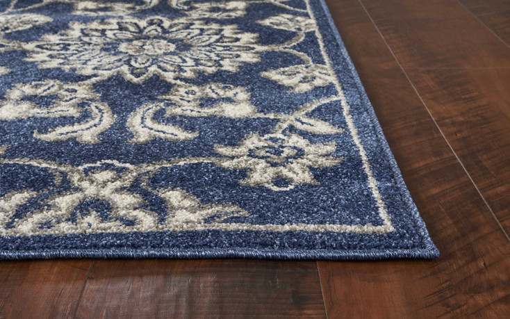 2' x 4' Denim Floral UV Treated Accent Rug