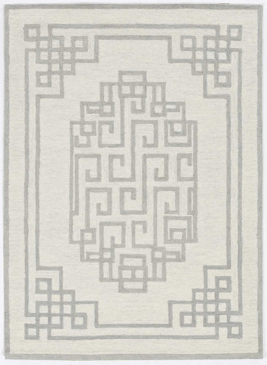2' x 4' Ivory Grey Wool Area Rug