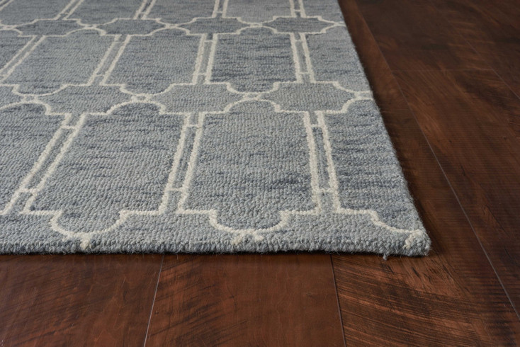 2' x 4' Slate Blue Hand Tufted Geometric Indoor Accent Rug