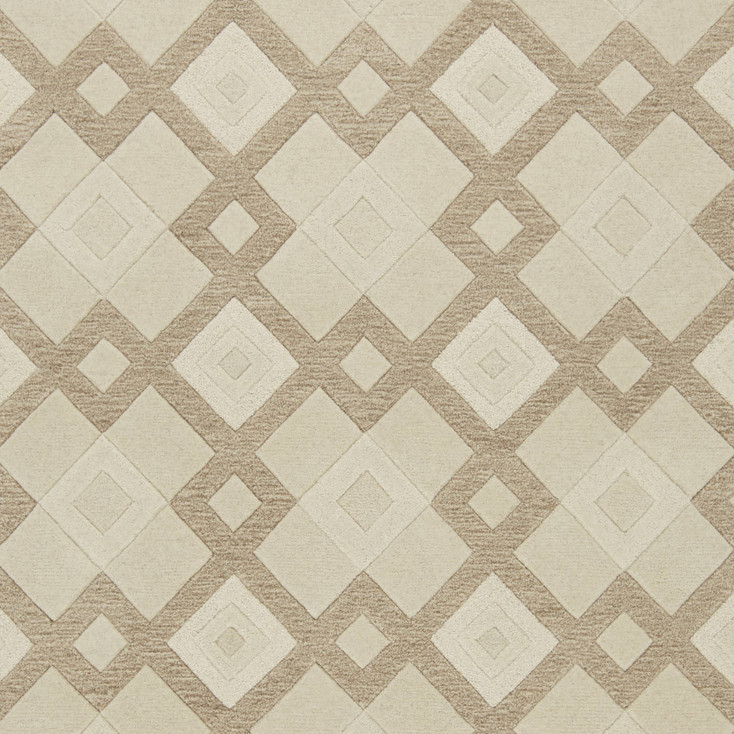 2' x 4' Ivory Diamond Wool Area Rug