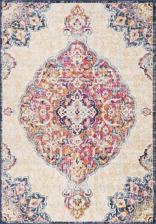 2' x 4' Cream Oriental Dhurrie Area Rug