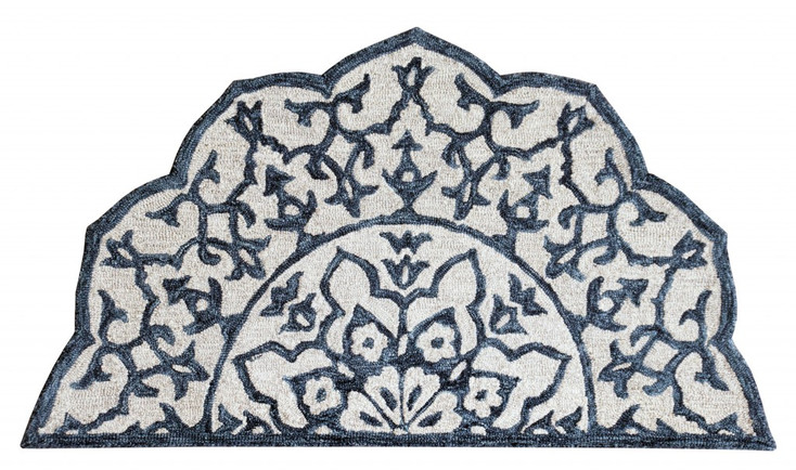 2' x 4' Navy and White Decorative Hearth Rug