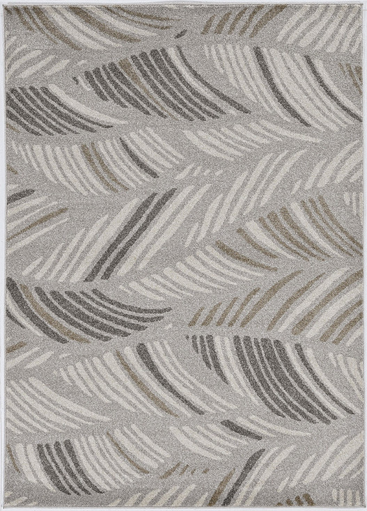 2' x 4' Grey and Beige Waves Accent Rug