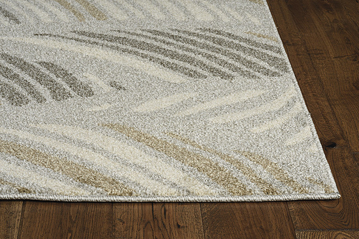 2' x 4' Grey and Beige Waves Accent Rug