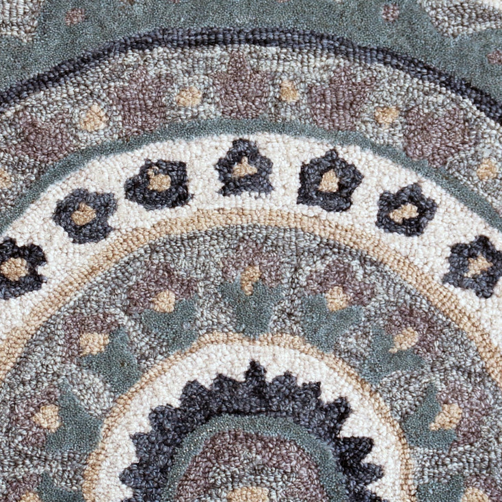 2' x 4' Gray Geometric Medallion Hearth Rug
