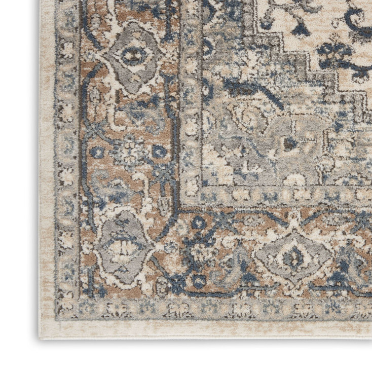 2' x 4' Ivory and Grey Oriental Non Skid Area Rug
