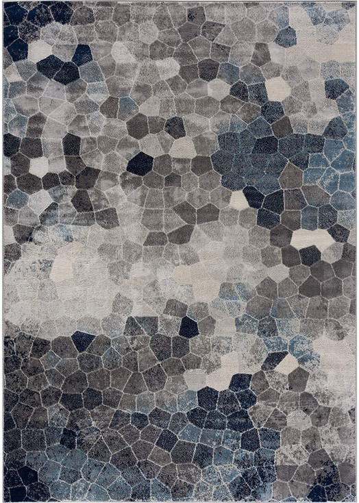 2' x 5' Navy Blue Cobblestone Pattern Area Rug