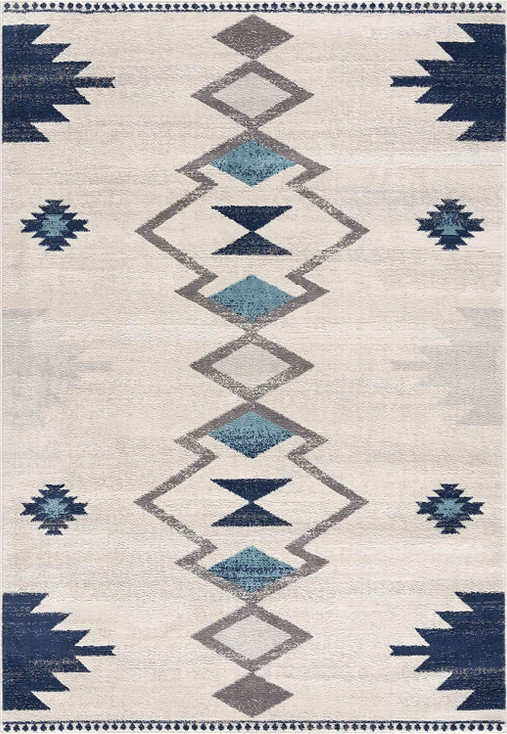 2' x 4' Cream Southwestern Dhurrie Area Rug