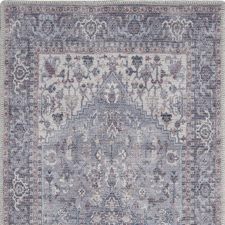 2' x 4' Grey Oriental Power Loom Distressed Area Rug