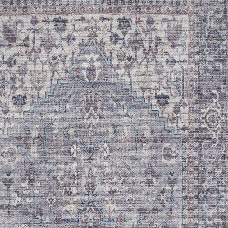 2' x 4' Grey Oriental Power Loom Distressed Washable Area Rug