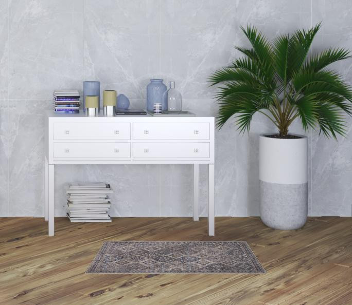 2' x 4' Ivory Latte Oriental Power Loom Distressed Washable Area Rug
