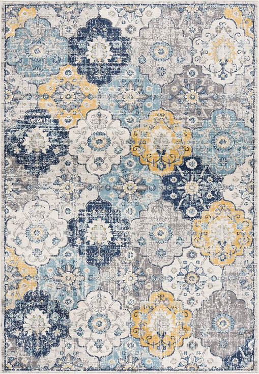 2' x 5' Blue Floral Dhurrie Area Rug