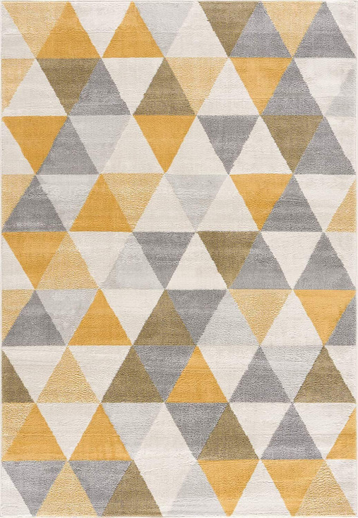 2' x 5' Yellow Geometric Dhurrie Area Rug