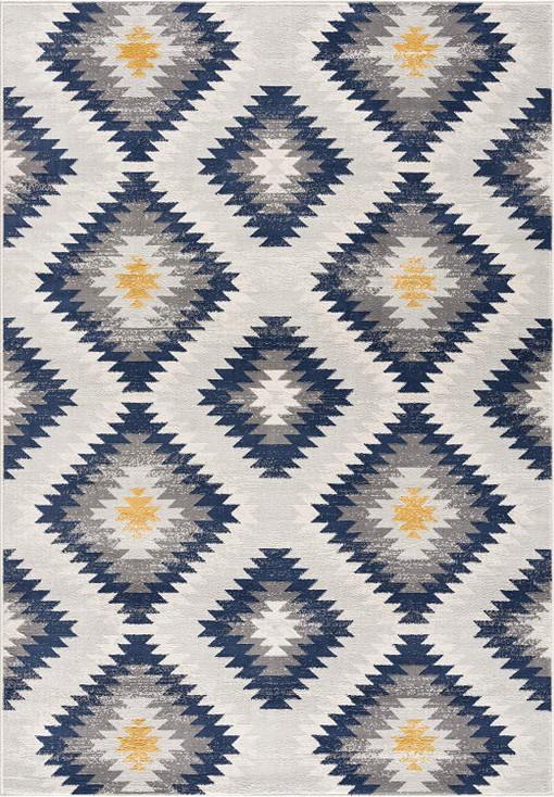 2' x 5' Blue Ikat Kilim Area Rug