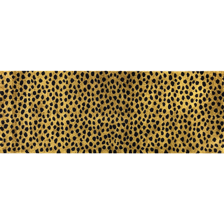 2' x 6' Bronze Leopard Print Washable Runner Rug with UV Protection