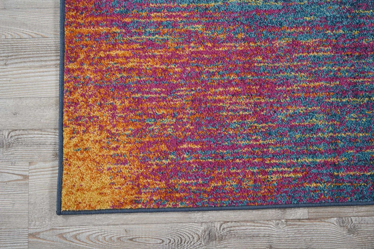 2' x 6' Blue and Pink Abstract Power Loom Polypropylene Runner Rug