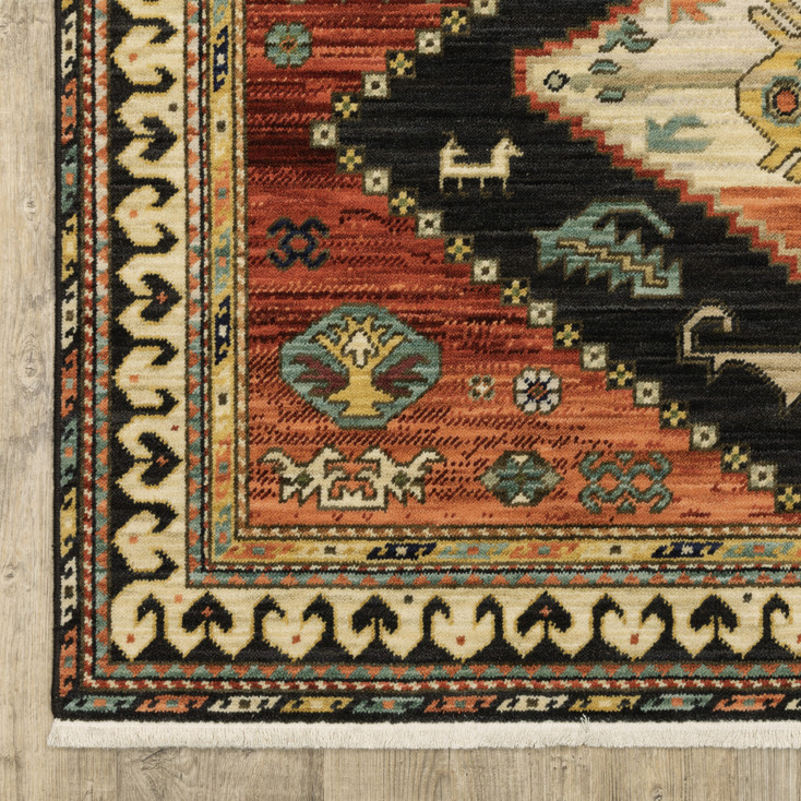 2' x 6' Navy Blue Oriental Power Loom Runner Rug with Fringe