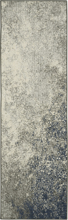 2' x 6' Gray and Ivory Abstract Power Loom Runner Rug