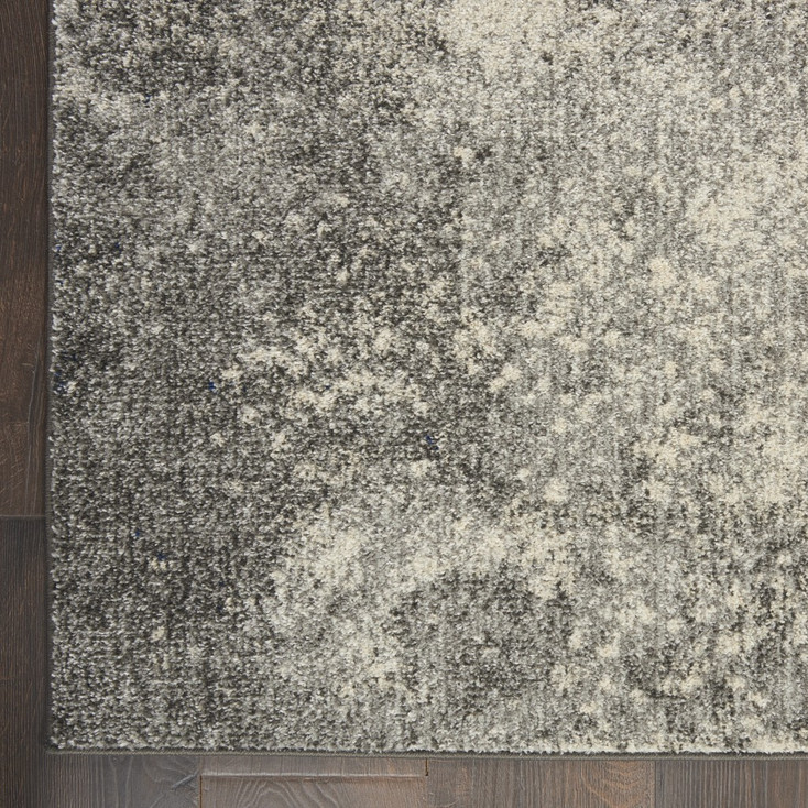2' x 6' Gray and Ivory Abstract Power Loom Runner Rug