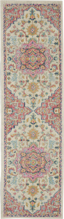 2' x 6' Pink and Ivory Southwestern Dhurrie Runner Rug