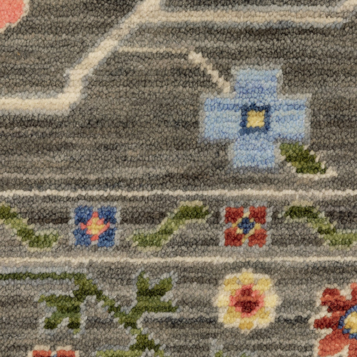 2' x 6' Grey Blue Pink Orange Rust Red Green and Ivory Oriental Power Loom Runner Rug