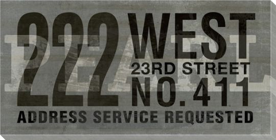 Grey Pearl Address Service Requested Sign Wrapped Canvas Print