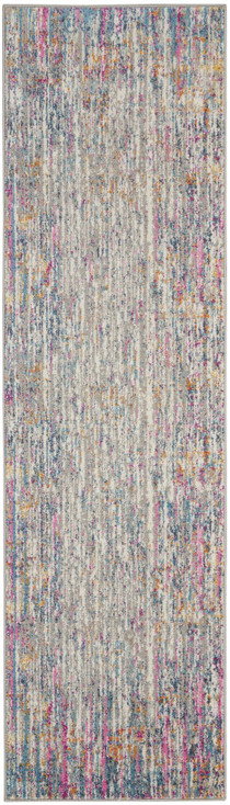2' x 6' Pink and Ivory Abstract Power Loom Runner Rug