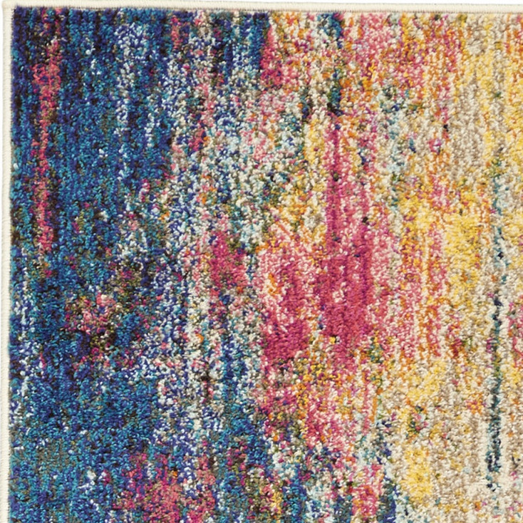 2' x 6' Blue and Yellow Abstract Power Loom Non Skid Area Rug