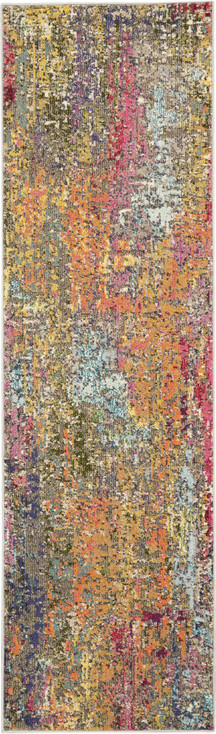 2' x 6' Sunset Abstract Power Loom Non Skid Area Rug