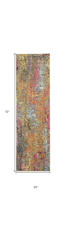 2' x 6' Sunset Abstract Power Loom Non Skid Area Rug