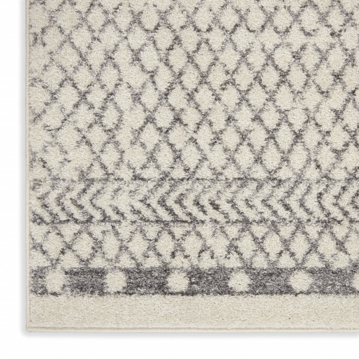 2' x 6' Gray Geometric Power Loom Runner Rug