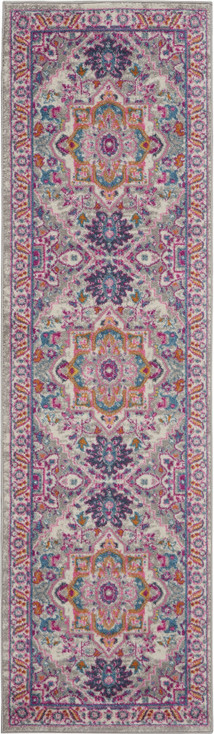 2' x 6' Pink and Gray Power Loom Polypropylene Runner Rug