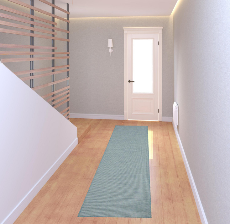 2' x 8' Aqua Power Loom Runner Rug