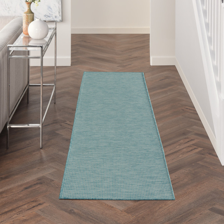2' x 8' Aqua Power Loom Runner Rug