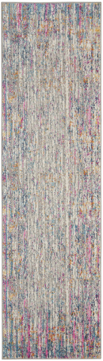 2' x 8' Pink and Ivory Abstract Power Loom Runner Rug